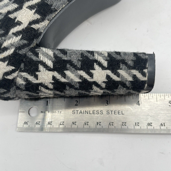 Colin Stuart Size 6.5 Houndstooth High Heels Black Gray Square Toe Fabric Upper - Picture 9 of 9